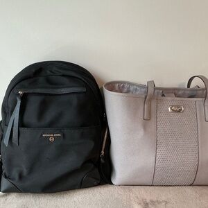 Preloved Bundle Michael Kors Black Backpack and Gray Tote Bag